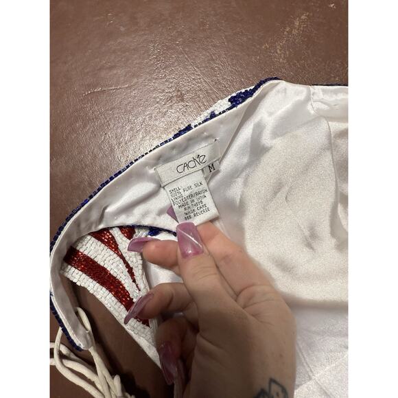 Cache Y2K Beaded Top 4th Of July American Flag Boho Festival Sz M - Picture 3 of 3